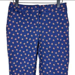 Boden Richmond 7/8 Pants US Size 10P Navy Blue & Gold Paisley Mini Dots